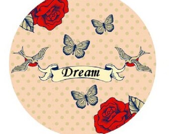 dream with butterflies and roses red, 30mm