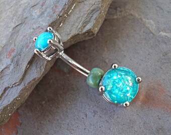 Teal Green Opal Belly Button Rings Belly Button Jewelry
