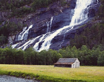 HOME photography print, Norway waterfall landscape, 8x12