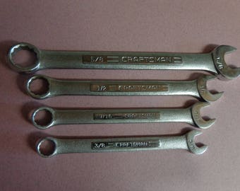 Craftsman Combination Wrenches made in USA 5/8 1/2 7/16 3/8 sizes 4 wrench group