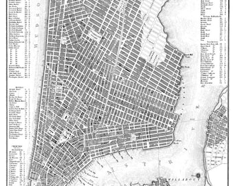 New York City Map New York City Manhattan Street Map Vintage