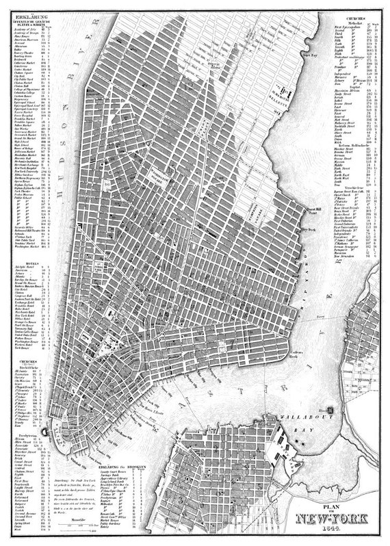 new york city map 1844 new york city manhattan street map