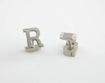 Monogram Cufflinks in stainless steel - nickel colour, Customized cufflinks, Custom Monogram Cufflinks, Fathers Day Gift, Groom cufflinks.