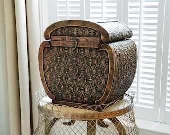 Large Vintage Chinese Lidded Basket