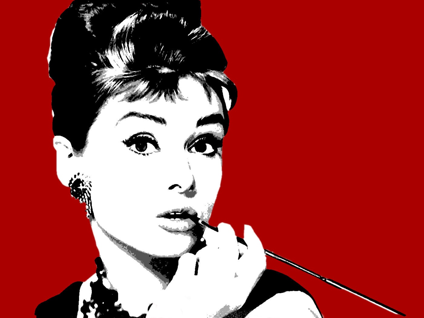 Moderne Bild Audrey Hepburn Pop Art Stil Hand gemalt Portrait