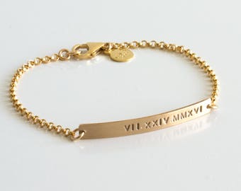 Nameplate Bracelet/ Skinny Bar Bracelet/ Personalized Jewelry/ Initials/ Gold Bracelet/ Sterling Silver/ Wedding Gift/ Bridesmaid Gift /B203
