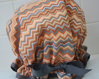 Shower Cap Waterproof Washable "Creamsicle" Shower Cap