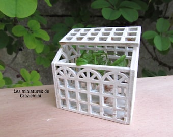 Miniature wood greenhouse - scale 1:12- Dollhouse miniatures