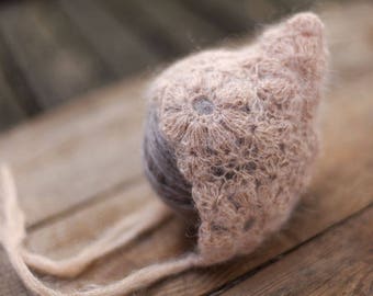Newborn hat, Mohair hat, Baby girl bonnet