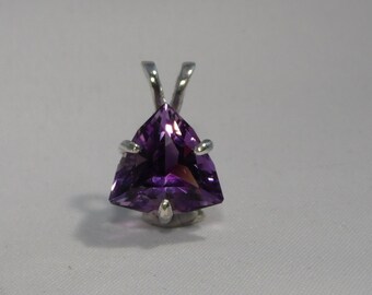 Large Amethyst trillion pendant in sterling silver PA110