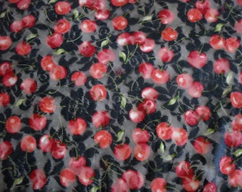 Cherries Print Stretch Lace Mesh