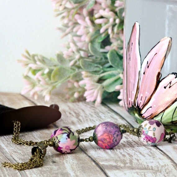 Liberty necklace, Tassel necklace, Long boho necklace, Liberty jewelry, Pink necklace, Long tassel necklace, Original necklace,