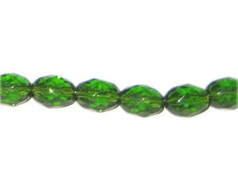 12 x 8mm Green Glass Drop, approx. 14 beads