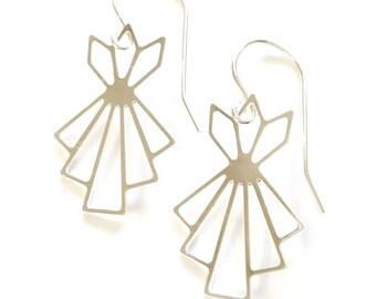 Art Deco Earings, Geometric earrings, signature earrings, Architectural jewelry, Bridesmaid, Geometric Earrings, christmas Jewelry gift