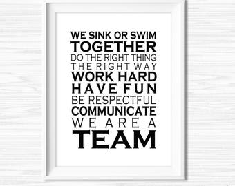 Teamwork Quotes For Office Wall Art Motivational Wall Decor