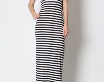 Black and White Striped Maxi Dress