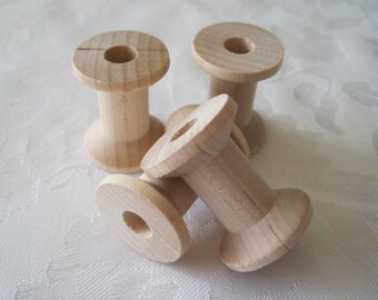 10 Wood Spools, Hourglass Wood Spools, Wooden Spool, Small Wood Spools, Unfinished Wood Spools, Wood Crafts, Thread Spool, 1 1/8 inch
