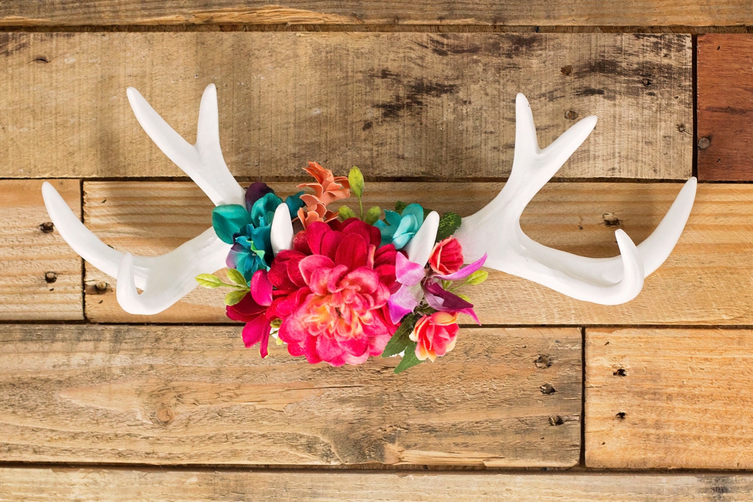 Floral Deer Antler wall decor/ Jewelry Holder/ nursery/ girls