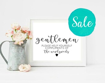 Wedding Bathroom Sign Printable, Gents Bathroom Printable, Wedding Restroom sign, Bathroom Basket Sign, Help Yourself Sign, Gentlemen sign