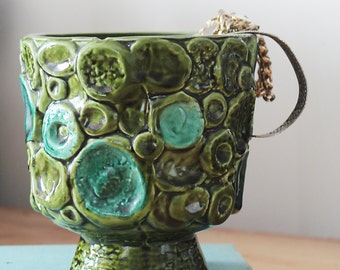 Green and turquoise ceramic bowl