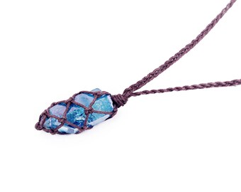 Aqua Aura Quartz Necklace, Raw Crystal Necklace, Long Crystal Necklace, Healing Crystal Necklace, Boho Necklace, Boho Jewelry