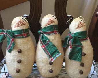 Primitive Christmas Skinny Snowman Ornaments Ornie Bowl Fillers