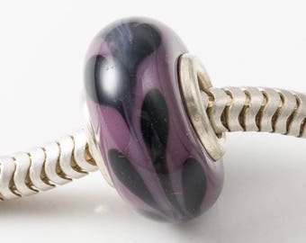Purple Silver Cored Lampwork Bead