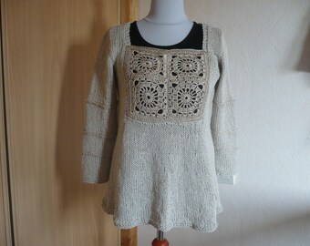 Tunic made of linen and cotton knitted woman