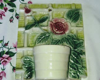 Vintage Rose Trellis Wall Pocket Planter