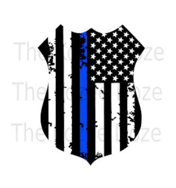 Police Officer LEO Badge w/ Distressed Flag & Thin Blue Line