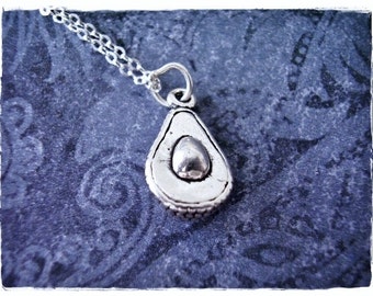 Silver Avocado Necklace - Sterling Silver Avocado Charm on a Sterling Silver Cable Chain or Charm Only
