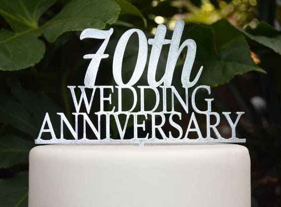 70th Wedding Anniversary Cake Topper Assorted Colours