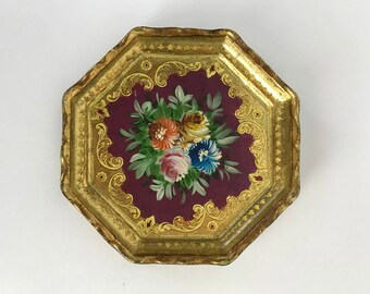 Vintage Florentine Painted Gilt Wood Tourist Wall Decoration