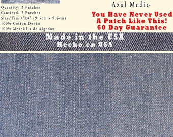 Iron on Medium Blue Denim Jean Patches - 2 Pack