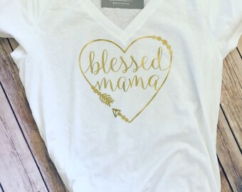 Blessed Mama tee, mom t-shirt