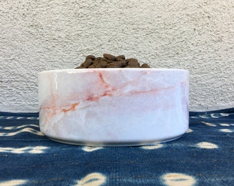 Pink Marble Ceramic Dog Bowl // Modern Food & Water Dish for Pets // Large, Heavy, No-Spill Pet Bowls // Hip, Cute Gifts for Dog Owners