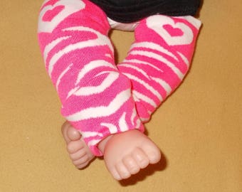 Leg warmer, Infant, Newborn-Valentine stripe with pink Hearts-infant leg warmer, newborn leg warmer, baby girl leg warmer, baby leg warmer