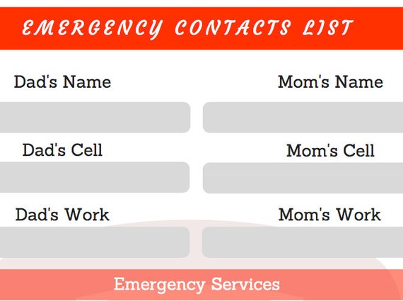 emergency contacts for babysitter