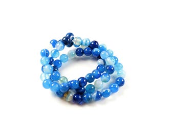 natural agate beads 10 shades of blue 6mm