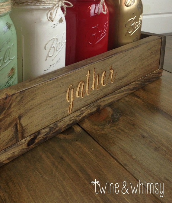 Items similar to Rustic wood box, Farmhouse table centerpiece, long