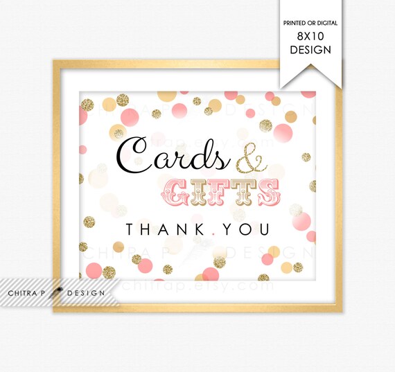 8x10 cards amp gifts table sign printed or printable thank gift table sign template