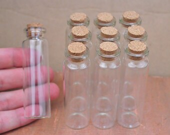 Bottles--Glass Bottles 50pcs clear glass bottles with corks,Glass Jar Vial Charm Pendants,Empty Glass Vials,Small Glass Jar--75x22mm.