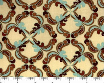 Fortiny by Tina Givens for Free Spirit Fabrics - ZD-70475-001 - 100% Cotton - Aqua Blue and Brown