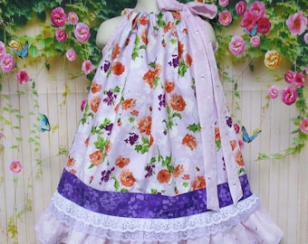 Spring Girls Dress 3T/4T Lilac Pink Floral Eyelet Pillowcase Dress, Pillow Case Dress, Sundress, Boutique Dress