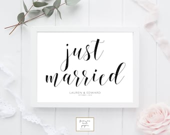 Wedding Printable JUST MARRIED Sign Instant Digital