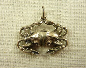 Vintage Sterling Large Heavy Crab Charm