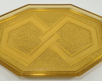 Yellow glass tray, yellow tray, glass tray, art deco tray, vintage tray