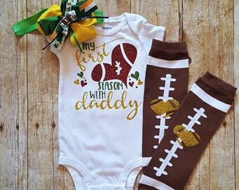 my 1st football season with daddy/football baby clothes/football headbands/On sundays we watch football/dallas cowboys/custom football set