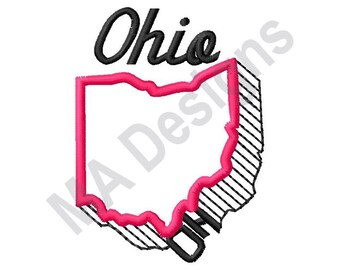 Ohio - Machine Embroidery Design, State, Map