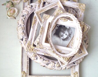 Pink and Gold All Ornate Vintage Frames, MADE to ORDER, Baby Pink Frames, Oval Ornate Frames, Pink Nursery Decor, Ornate Nursery Frames